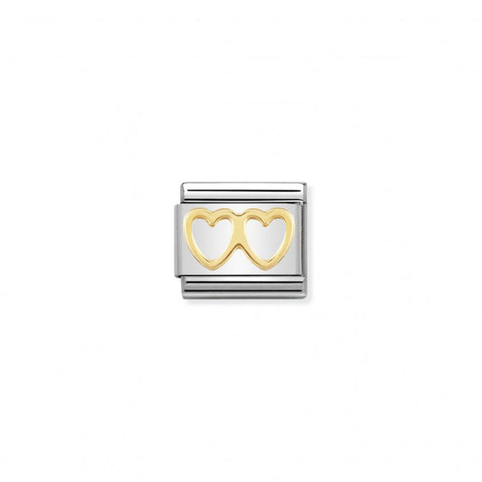 Nomination Classic Link Gold Double Heart Charm