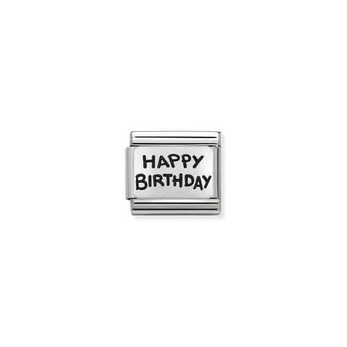 Nomination Classic Link Oxidized Silver Happy Birthday Charm