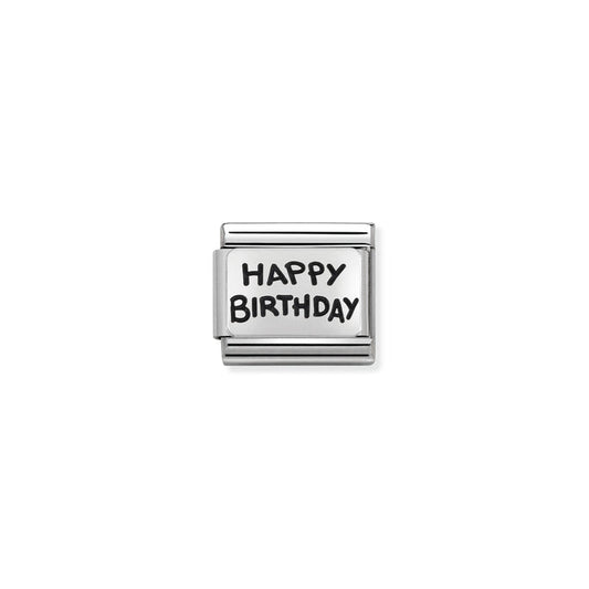 Nomination Classic Link Oxidized Silver Happy Birthday Charm