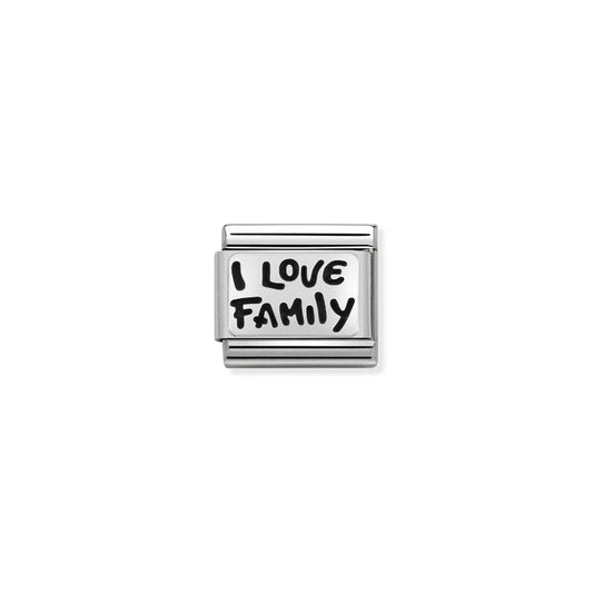 Nomination Classic Link Oxidized Silver I Love Family Charm