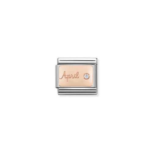 Nomination Classic Link Stone of the Month Rose Gold April Diamond