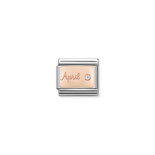 Nomination Classic Link Stone of the Month Rose Gold April Diamond