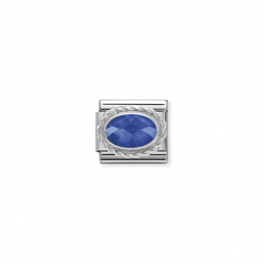 Nomination Classic Link Twisted Setting Faceted Cubic Zirconia Blue Charm