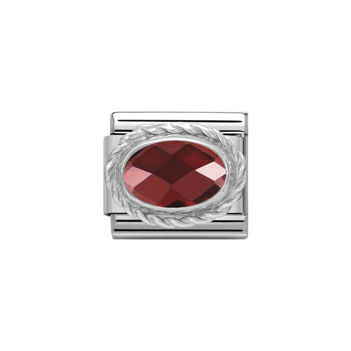 Nomination Classic Link Twisted Setting Faceted Cubic Zirconia Red Charm