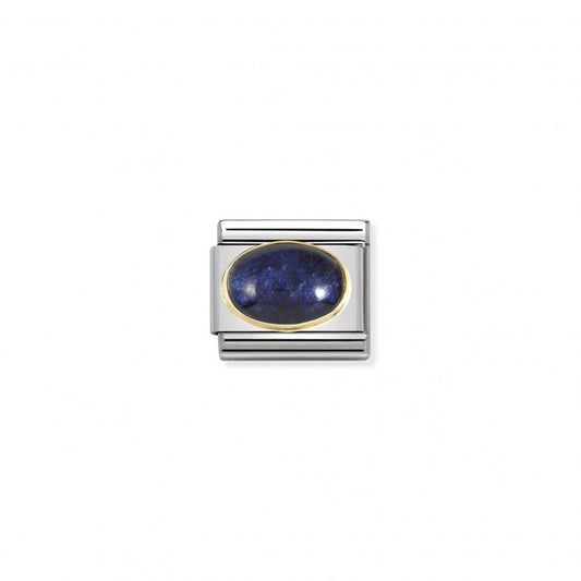 Nomination Composable Classic Link Stones 18K Gold Rock Crystal Blue Leaf