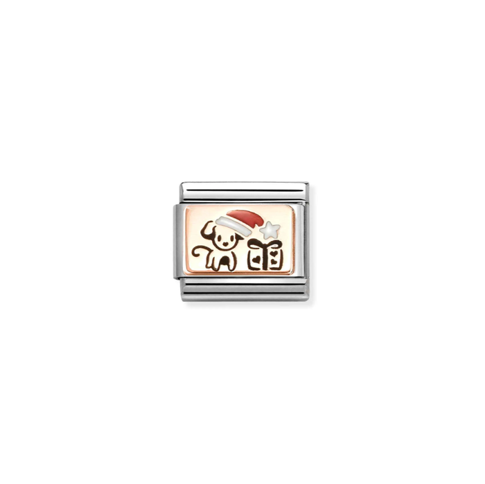 Nomination Rose Gold Puppy Santa Hat Charm