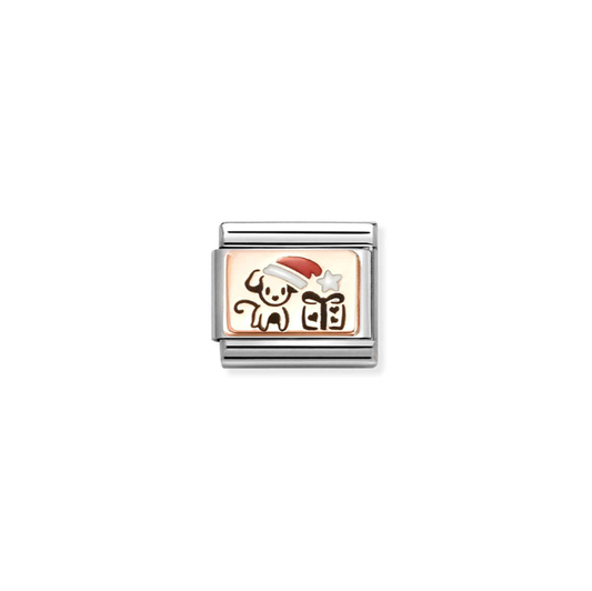 Nomination Rose Gold Puppy Santa Hat Charm