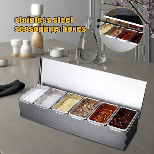 Odette Stainless 6-Grid Spice Box