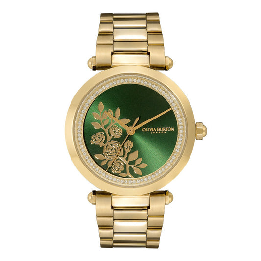 Olivia Burton Floral Gold Watch - Green Face