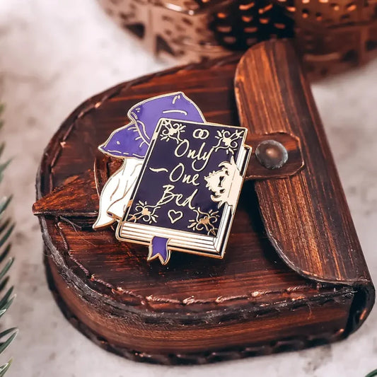 Only One Bed Trope Enamel Pin - YA - Purple - Pins & Patches