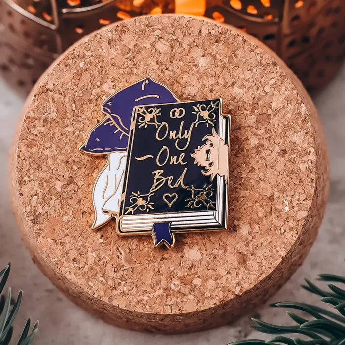 Only One Bed Trope Enamel Pin - YA - Purple - Pins & Patches