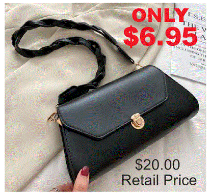 PB166 Black Twisted Strap Purse