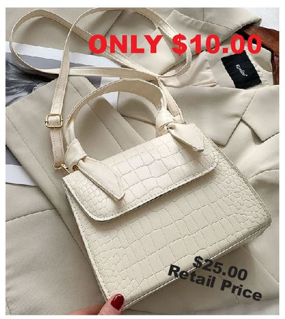 PB75 Ivory Crocodile Design Shoulder Bag