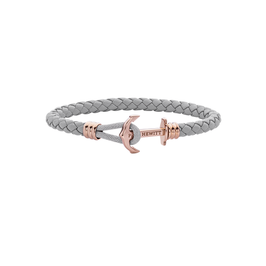 Ankerarmband Phrep Lite Roségold Leder Grau