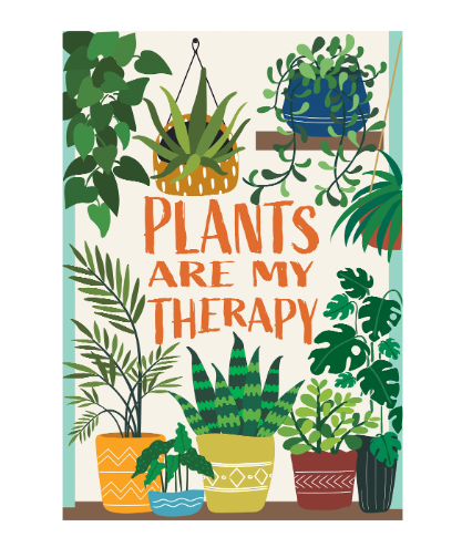 Plants Are My Therapy Burlap Flag