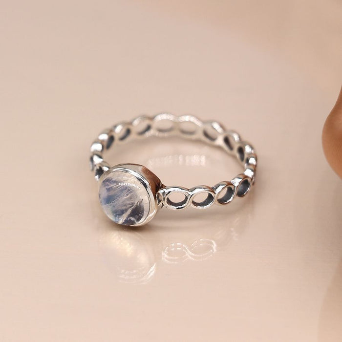 POM Sterling Silver Rainbow Moonstone Twist Ring