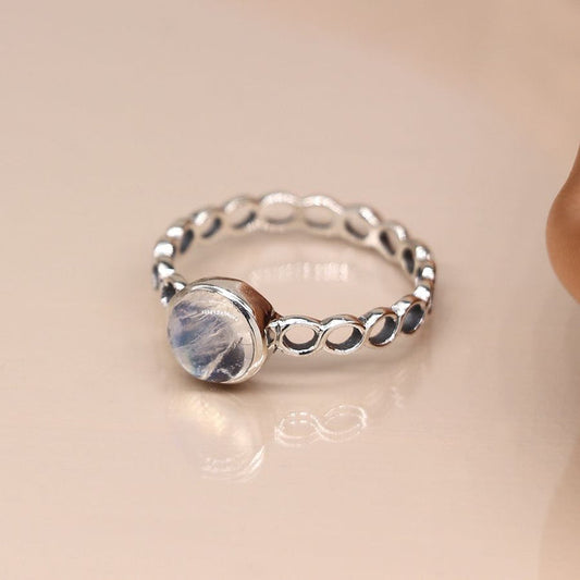POM Sterling Silver Rainbow Moonstone Twist Ring