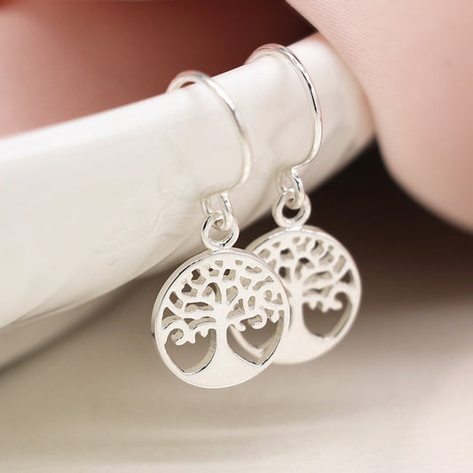 POM Sterling Silver Tree Of Life Drop Earrings