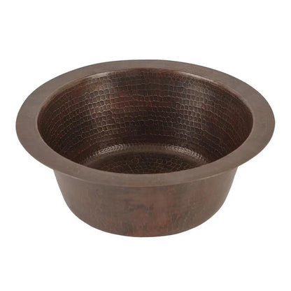 Premier Copper 12 in. Round Hammered Copper Bar Sink with 2 in. Drain Opening (BR12DB2) main image.