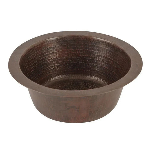 Premier Copper 12 in. Round Hammered Copper Bar Sink with 2 in. Drain Opening (BR12DB2) main image.