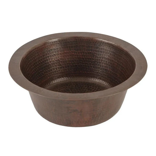 Premier Copper 12 in. Round Hammered Copper Bar Sink with 2 in. Drain Opening (BR12DB2) main image.