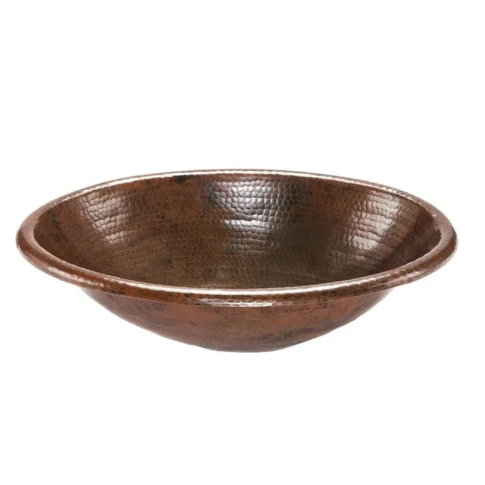Premier Copper 19 in. Oval Self Rimming Hammered Copper Sink