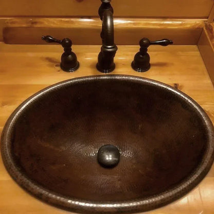 Premier Copper 19 in. Oval Self Rimming Hammered Copper Sink