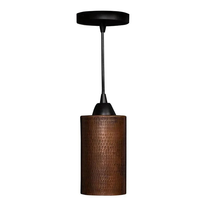 Premier Copper 4 in. Hammered Copper Round Cylinder Pendant Light (L700DB) main image.
