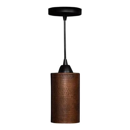 Premier Copper 4 in. Hammered Copper Round Cylinder Pendant Light (L700DB) main image.