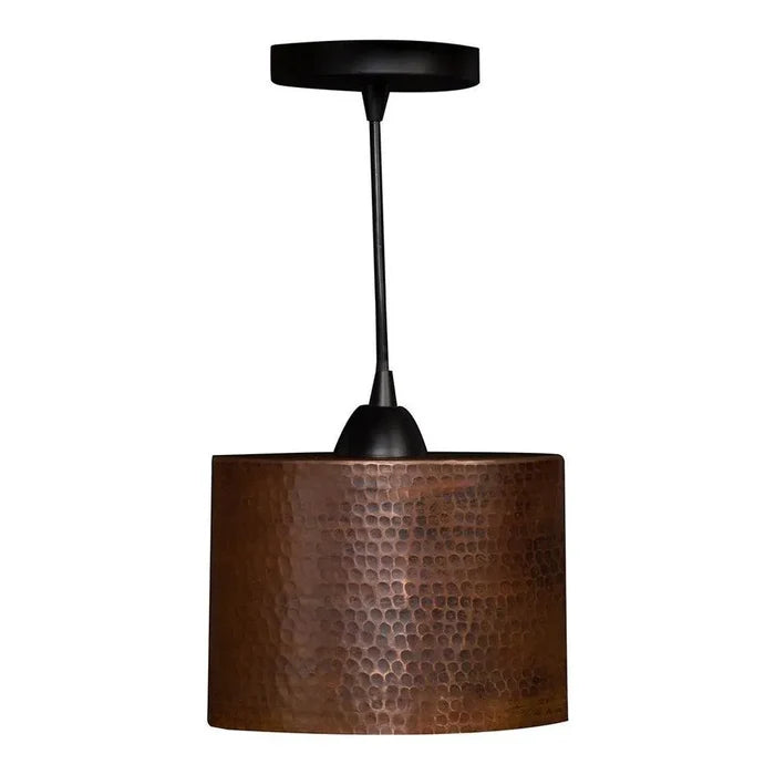Premier Copper 8 in. Hammered Copper Oval Cylinder Pendant Light (L800DB) main image.