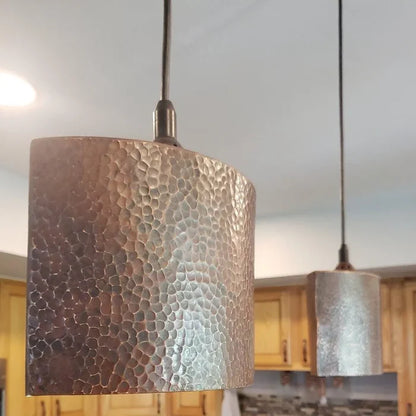 Premier Copper 8 in. Hammered Copper Oval Cylinder Pendant Light