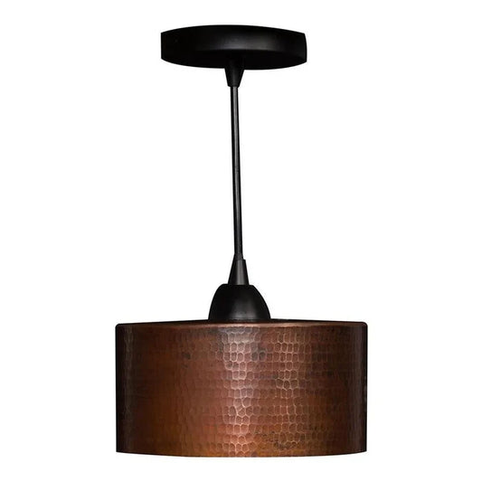 Premier Copper 8 in. Hammered Copper Round Cylinder Pendant Light (L900DB) main image.