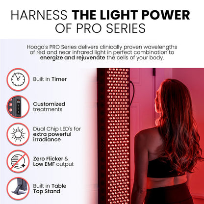 Hooga PRO300 mounted on adjustable stand for tabletop use