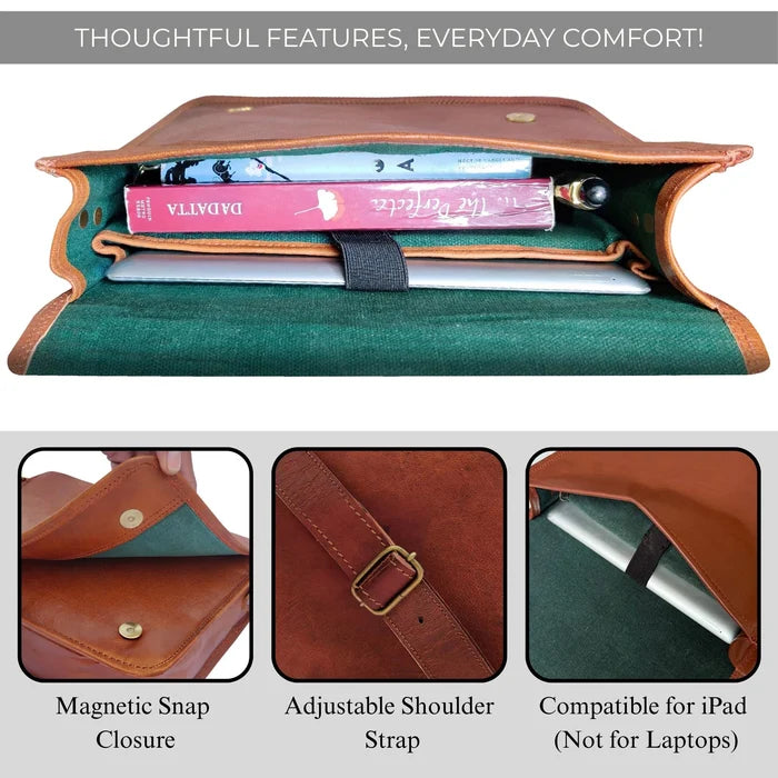 Quest Artisian Leather iPad Tablet Messenger Bag (11 Inch)