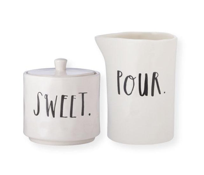 Rae Dunn Stem Print Creamer and Sugar Jar Set