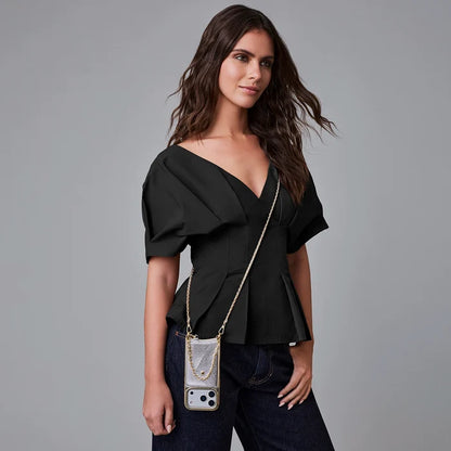 Rae Magnet Duet Crossbody Phone Case Pouch Set - Metallic Silver/Chrome Gold