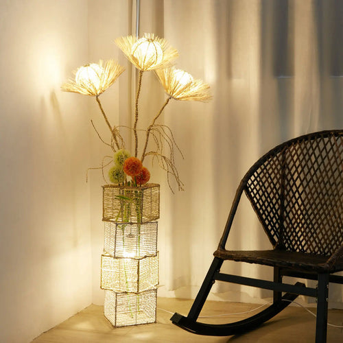 Rattan Flower Living Room Floor Lamp Canva Home