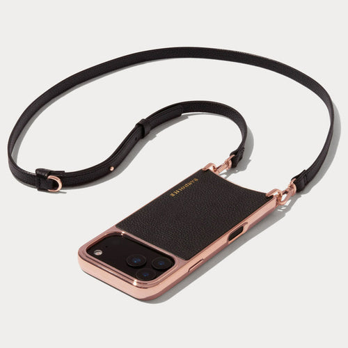 Rayna Chrome Crossbody Phone Case - Black/Chrome Rose Gold