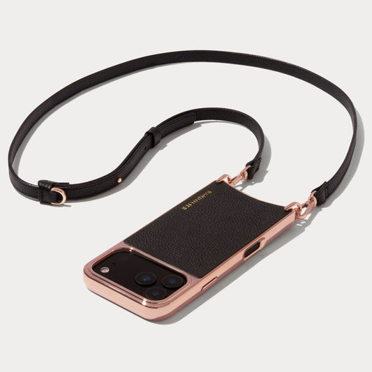 Rayna Chrome Crossbody Phone Case - Black/Chrome Rose Gold