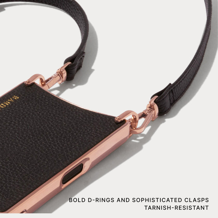 Rayna Chrome Crossbody Phone Case - Black/Chrome Rose Gold