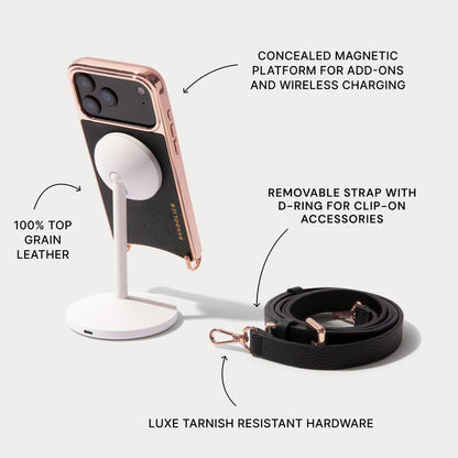 Rayna Chrome Pouch Set - Black/Chrome Rose Gold