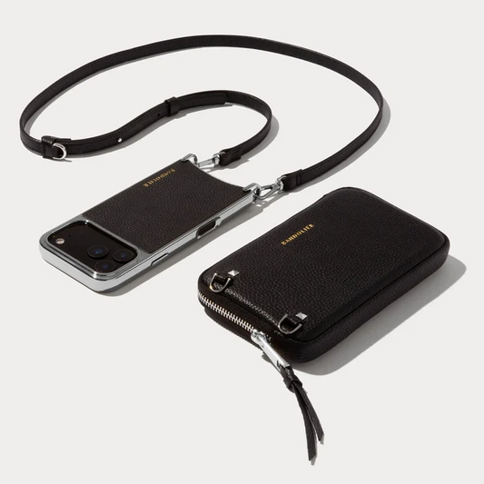 Rayna Chrome Pouch Set - Black/Chrome Silver