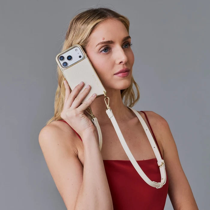 Rayna Chrome Pouch Set - Ivory/Chrome Gold