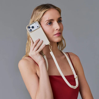 Rayna Chrome Pouch Set - Ivory/Chrome Gold
