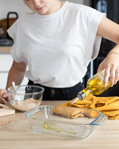 Rectangular glass oven dish