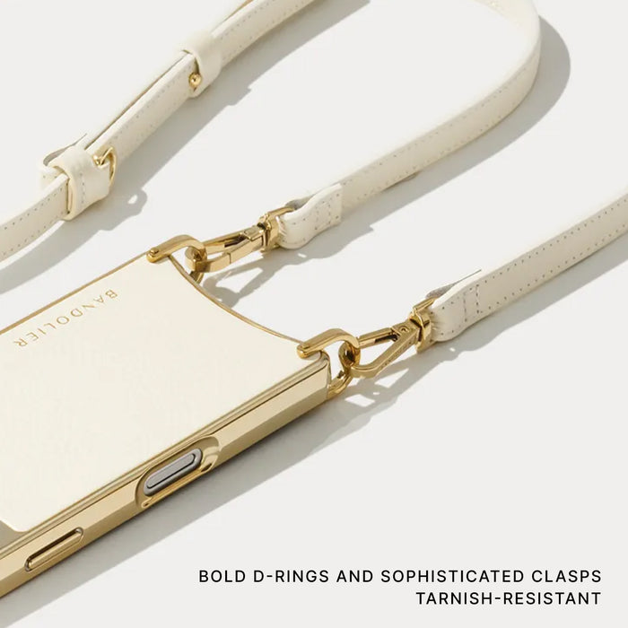 Remi Chrome Magnet Wallet Crossbody Phone Case - Ivory/Chrome Gold