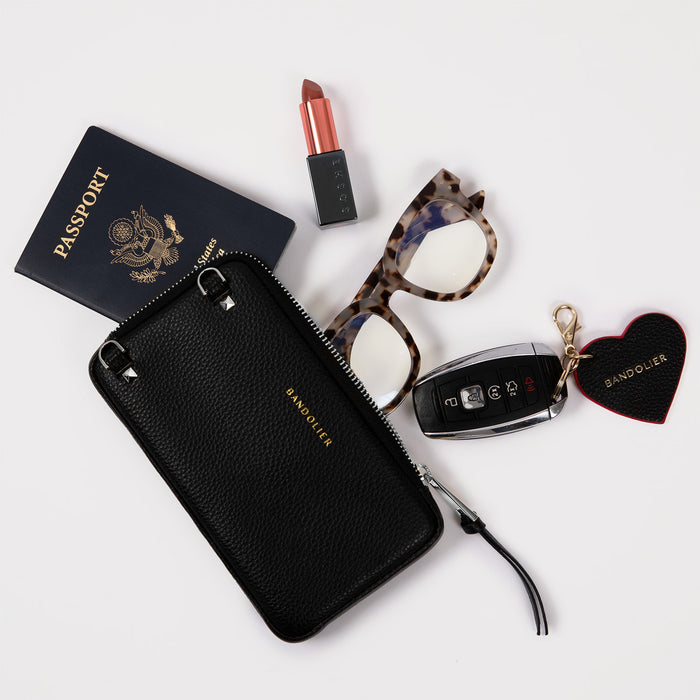 Remi Magnet Wallet Crossbody Phone Case Pouch Set - Black/Chrome Silver