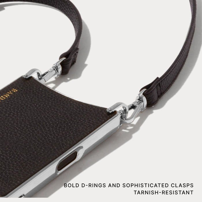 Remi Magnet Wallet Crossbody Phone Case Pouch Set - Black/Chrome Silver