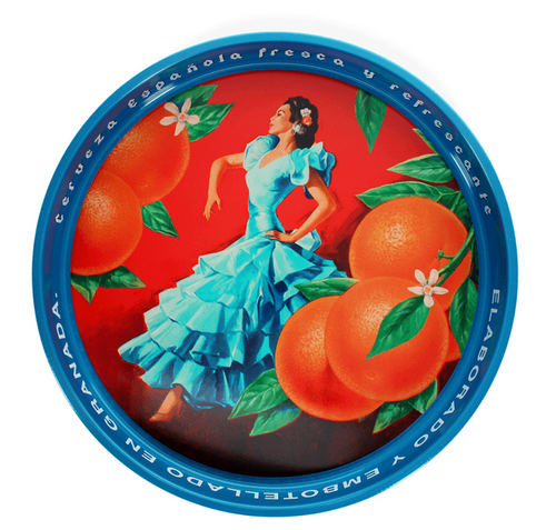 Rex Round Metal Serving Tray - Cerveza Espanola