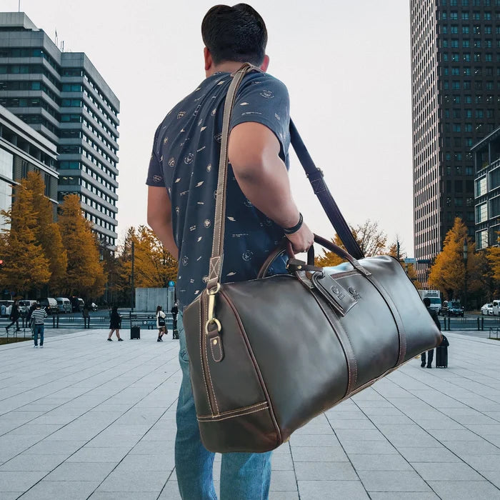 leather duffle bag men